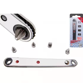   BGS technic Špeciálna račňa na bity | extra tenká | 6.3 mm (1/4") račňa | vrátane 4 špeciálnych bitov (BGS 115)