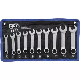   BGS technic Súprava kombinovaných kľúčov vidlica-očko, krátke, 10 – 19 mm, 10 ks (BGS 1188)