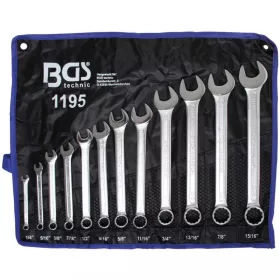   BGS technic Súprava kombinovaných kľúčov vidlica-očko, palcové veľkosti | 1/4" - 15/16" | 12 ks (BGS 1195)