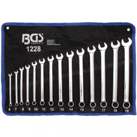   BGS technic Súprava kombinovaných kľúčov vidlica-očko, extra dlhé, 6 – 19 mm, 14 ks (BGS 1228)