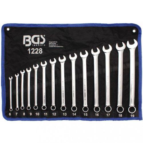 BGS technic Súprava kombinovaných kľúčov vidlica-očko, extra dlhé, 6 – 19 mm, 14 ks (BGS 1228)