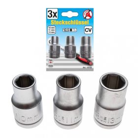   BGS DIY Súprava gola hlavíc | 12.5 mm (1/2") račňa | 10 / 11 / 13 mm | 3 ks (BGS 15123)