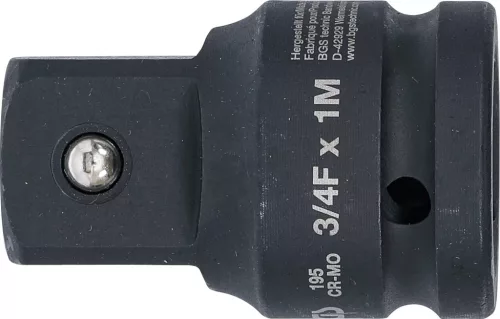 BGS technic Adaptér rázovej zásuvky | vnútorný štvorec 20 mm (3/4") - vonkajší štvorec 25 mm (1") (195)