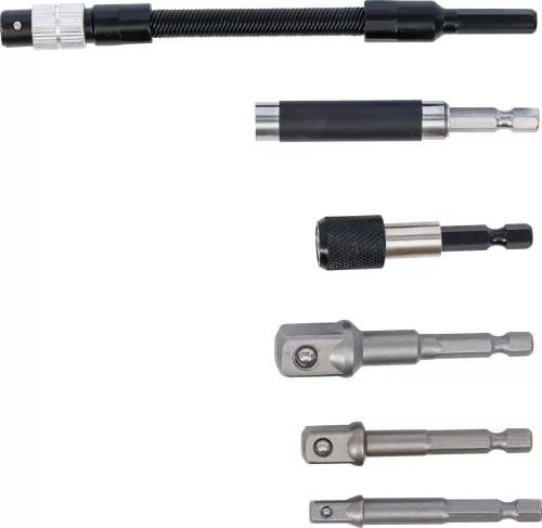 BGS DIY sada adaptérov a predĺžení pre vŕtačky, 6 ks (20819)