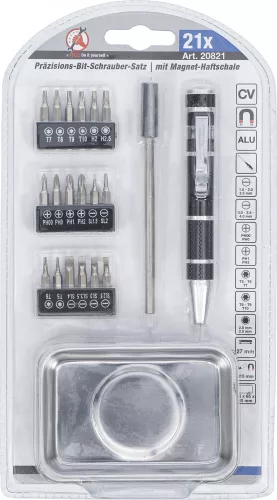 BGS DIY Sada presných skrutkovacích bitov | s magnetickou adhéznou stopkou | 21-dielna (BGS 20821)
