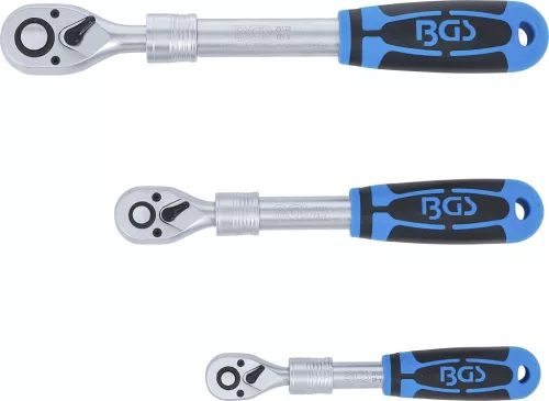 BGS technic Súprava obojstrannej račne | roztiahnuteľný | 6,3 mm (1/4") - 10 mm (3/8") - 12,5 mm (1/2") | 3 ks. (25123)