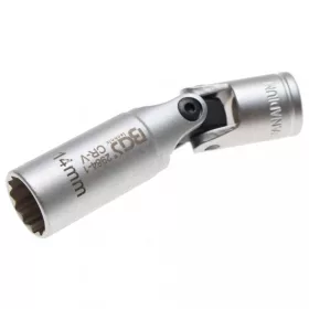   BGS technic Súprava gola hlavíc na sviečky, kĺbové, 12-hran | 10 mm (3/8") račňa | 14 mm (BGS 2984-1)