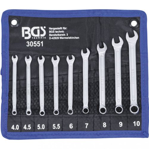 BGS technic Súprava kombinovaných kľúčov očko-vidlica | 4 - 10 mm | 9-dielna (BGS 30551)
