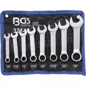   BGS technic Súprava kombinovaných kľúčov očko-vidlica, veľmi krátke, palcové veľkosti | 3/8" – 7/8" | 8 ks (BGS 32140)