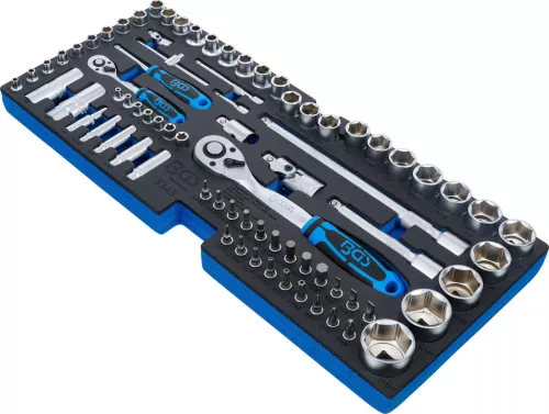 BGS technic Penový podnos pre BGS 3312: Súprava zásuviek | 6,3 mm (1/4") / 12,5 mm (1/2") | Veľkosti v palcoch | 78 ks. (3345)