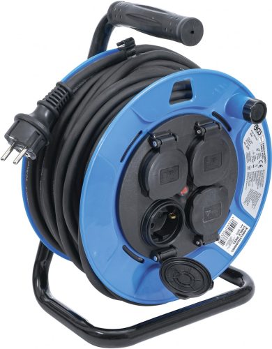 BGS technic Káblový bubon | 25 m | 3 x 1,5 mm² | 4 zásuvky s uzatváracím viečkom | IP 44 | 3500 W (BGS 3375)