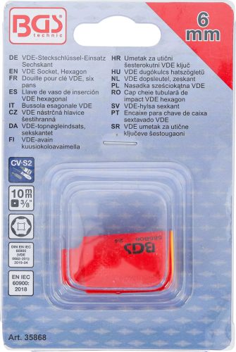 BGS technic Zásuvka VDE, Hexagon | 10 mm (3/8") pohon | 6 mm (35868)