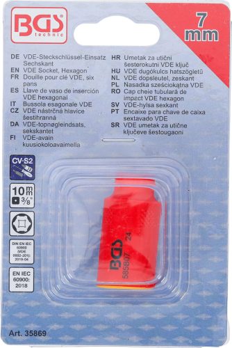 BGS technic Zásuvka VDE, Hexagon | 10 mm (3/8") pohon | 7 mm (35869)