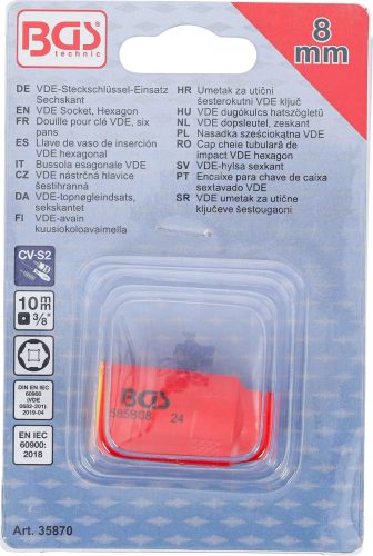 BGS technic Zásuvka VDE, Hexagon | 10 mm (3/8") pohon | 8 mm (35870)