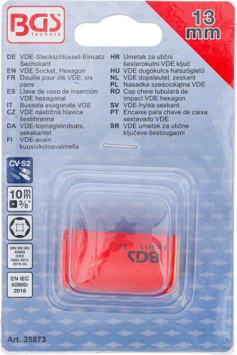 BGS technic Zásuvka VDE, Hexagon | 10 mm (3/8") pohon | 13 mm (35873)