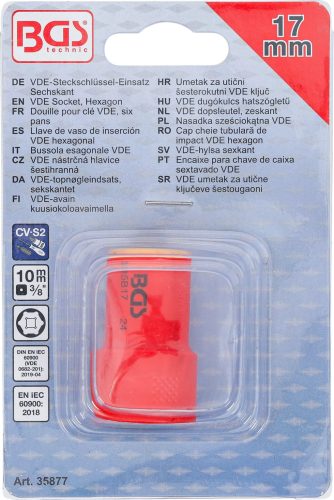 BGS technic Zásuvka VDE, Hexagon | 10 mm (3/8") pohon | 17 mm (35877)