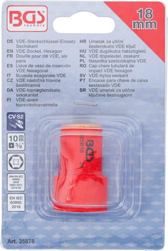 BGS technic Zásuvka VDE, Hexagon | 10 mm (3/8") pohon | 18 mm (35878)