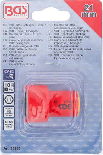 BGS technic Zásuvka VDE, Hexagon | 10 mm (3/8") pohon | 21 mm (35880)