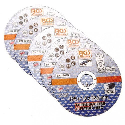 BGS technic Rezné kotúče na nerez | Ø 125 x 1.0 x 22.2 mm | 5 ks (BGS 3936)