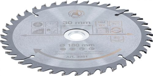 BGS DIY Pílový kotúč s karbidovým hrotom | Ø 180 x 30 x 2,5 mm | 40 zubov (3951)