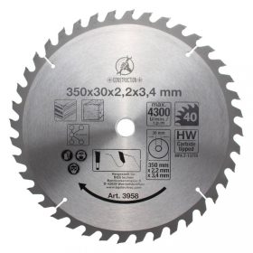   BGS DIY Pílový kotúč s karbidovými zubami | Ø 350 x 30 x 3.4 mm | 40 zubov (BGS 3958)