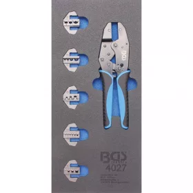   BGS technic Podnos na náradie 1/3: Súprava krimpovacích klieští s 5 pármi lisovacích čeľustí | 11 ks (BGS 4027)
