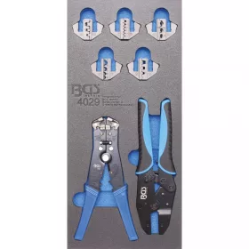   BGS technic Podnos na náradie 1/3: Súprava krimpovacích a odizolovacích klieští | 12 ks (BGS 4029)