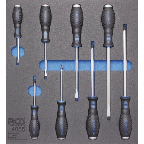 BGS technic Podnos na náradie 2/3: Súprava rovných a krížových skrutkovačov | 8 ks (BGS 4055)