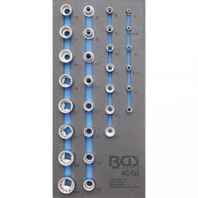   BGS technic Podnos na náradie 1/3: Súprava gola hlavíc, 12-hran, pre račne 1/4" és 1/2" | 29 ks (BGS 4056)