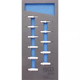   BGS technic Podnos na náradie 1/3: Súprava gola hlavíc, 6-hran, dlhé, pre račňu 1/4", 4-13 mm | 11 pcs (BGS 4059)