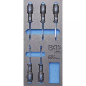   BGS technic Podnos na náradie 1/3: Súprava skrutkovačov T-Star (pre Torx) | 5 ks (BGS 4076)