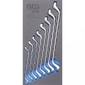   BGS technic Podnos na náradie 1/3: Súprava obojstranných očkových kľúčov | 6x7 – 20x22 mm | ohnuté konce | 8 ks (BGS 4084)