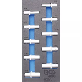   BGS technic Podnos na náradie 1/3: Súprava gola hlavíc | dlhé | palcové veľkosti | na 1/2" račňu | 10 ks (BGS 4098)