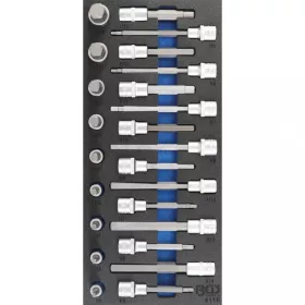   BGS technic Podnos do dielenského vozíka 1/3: Súprava hlavica-bit | 12.5 mm (1/2") | vnútorný šesťhran | 24 ks (BGS 4116)