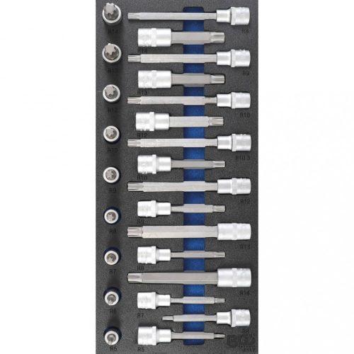 BGS technic Podnos do dielenského vozíka 1/3: Súprava hlavica-bit | 12.5 mm (1/2") | Spline (pre RIBE) | 25 ks (BGS 4117)