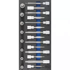   BGS technic Podnos do dielenského vozíka 1/3: Súprava hlavica-bit | 12.5 mm (1/2") | Spline (pre XZN) | 22 ks (BGS 4118)