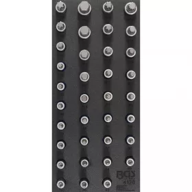   BGS technic Podnos do dielenského vozíka 1/3: Súprava hlavica-bit | 12.5 mm (1/2") | vnútorný šesťhran, T-Star (pre Torx), Spline (pre XZN), Spline (pre RIBE) | 36 ks (BGS 4120)