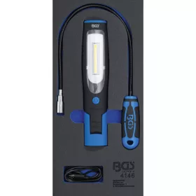   BGS technic Vložka do dielenského vozíka 1/3: súprava ručnej lampy a lampy s magnetom | 3-dielna (BGS 4146)