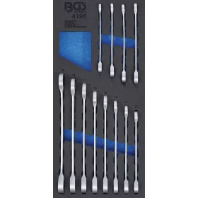   BGS technic Vložka do dielenského vozíka 1/3: sada ráčňových očkoplochých kľúčov | 8 - 19 mm | 12-dielna (BGS 4196)