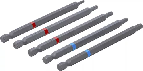 BGS DIY Sada nástrčných bitov | vonkajší šesťhran 6,3 mm (1/4") | vnútorný šesťhran a T-profil (Torx) | 110 mm | 5 ks (4836)