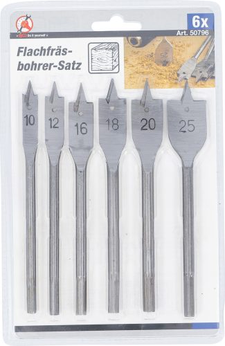 BGS DIY Sada plochých fréz, 10 - 25 mm, 6 kusov (BGS 50796)