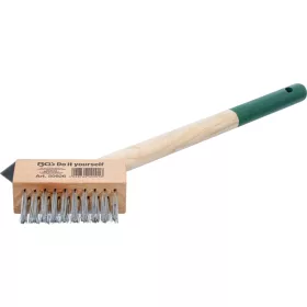   BGS DIY drôtená kefa na burinu do škár, krátka rukoväť, so škrabkou, 300 mm (50926)
