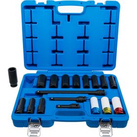   BGS technic Sada silových nástrčných kľúčov a ochranných vložiek | šesťhran | 12,5 mm (1/2") | 10 - 24 mm | 18-dielna (BGS 5202)