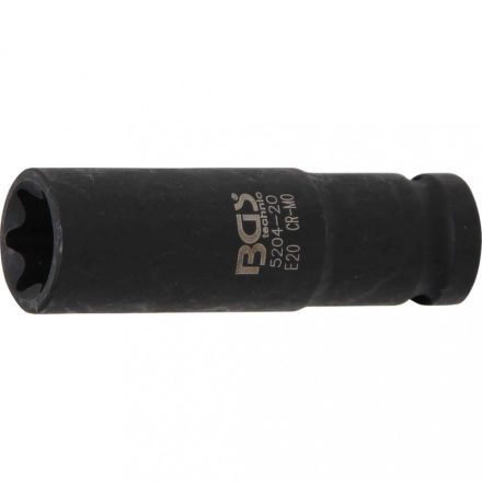 BGS technic Rázová hlavica E-Typ, dlhá | 12.5 mm (1/2") uchytenie | E20 (BGS 5204-20)