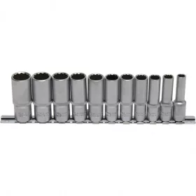   BGS technic Súprava nástrčných hlavíc, 12-hran, dlhé | 10 mm (3/8") uchytenie | 11 ks (BGS 5252)