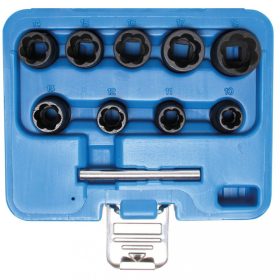   BGS technic Súprava špeciálnych nástrčných hlavíc / hlavíc pre povolenie poškodených skrutiek | 10 mm (3/8") | 10 - 19 mm | 10 ks (BGS 5265)