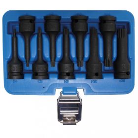   BGS technic Súprava - Rázová nástrčná hlavica-bit | 12.5 mm (1/2") uchytenie | Spline (pre XZN) M4 - M16 | 9 ks (BGS 5482)