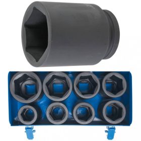   BGS technic Súprava - Rázová nástrčná hlavica, E-Typ, Šesťhran, dlhá | 25 mm (1") uchytenie | 27 - 50 mm | 8 ks (BGS 5500)