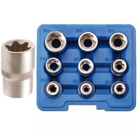 BGS technic Súprava nástrčných hlavíc, E-Typ | 12.5 mm (1/2") uchytenie | E10 - E24 | 9 ks (BGS 6425)