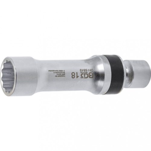 BGS technic Kĺbová nástrčná hlavica na zapaľovacie sviečky, 12-hranná s prídržnou pružinou | vnútorný štvorhran 10 mm (3/8") | 18 mm (BGS 6849)